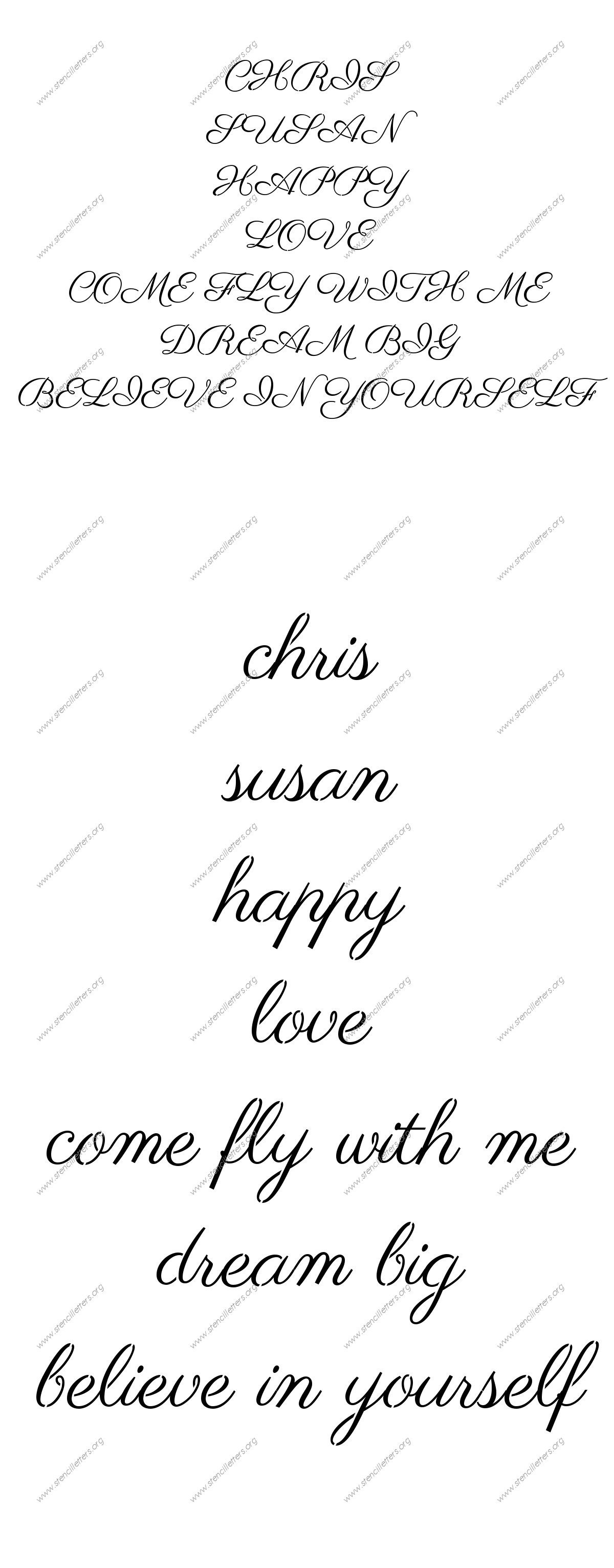 1960s Calligraphy Names, Words, Phrases samples