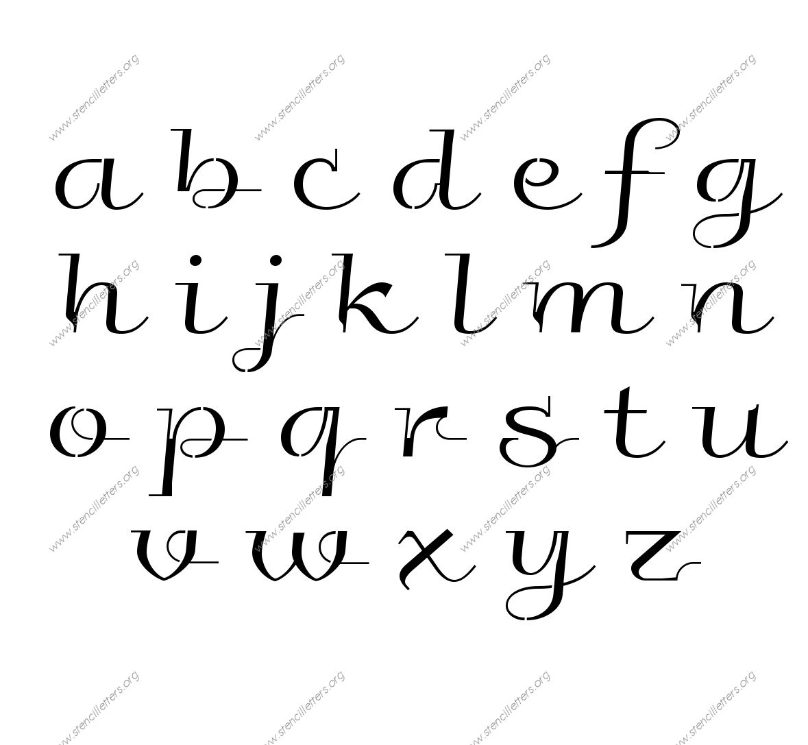 Wedding Calligraphy A to Z lowercase letter stencils