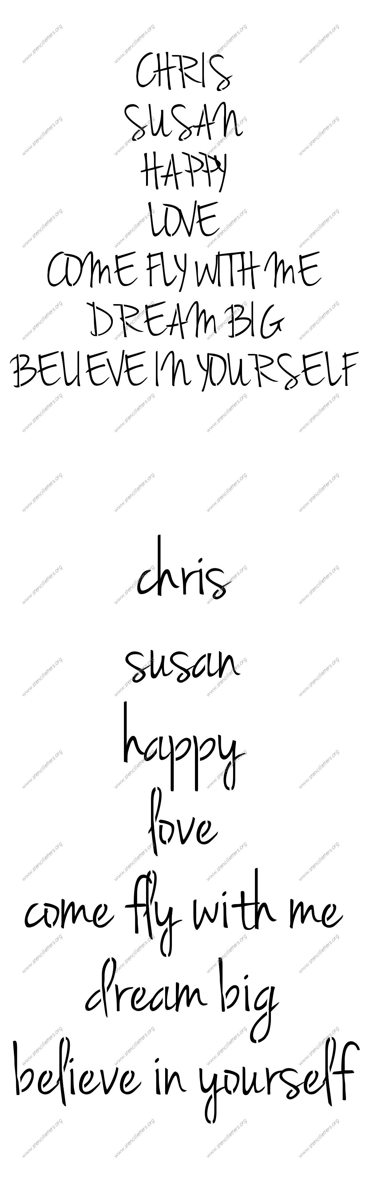 Casual Handwritten Cursive Names, Words, Phrases samples