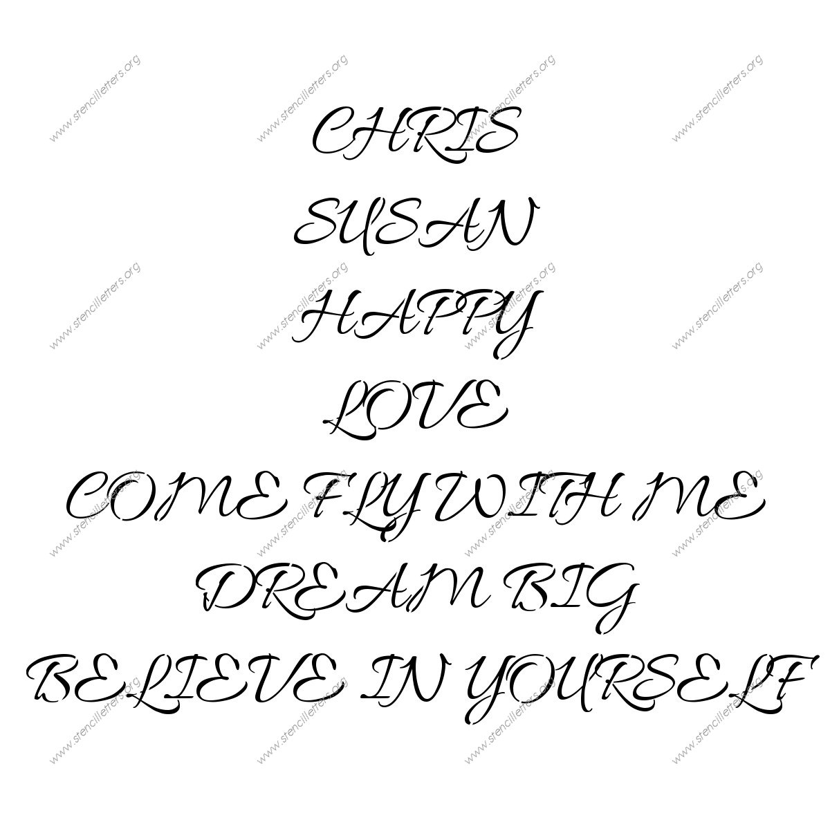 Connected Cursive Names, Words, Phrases samples