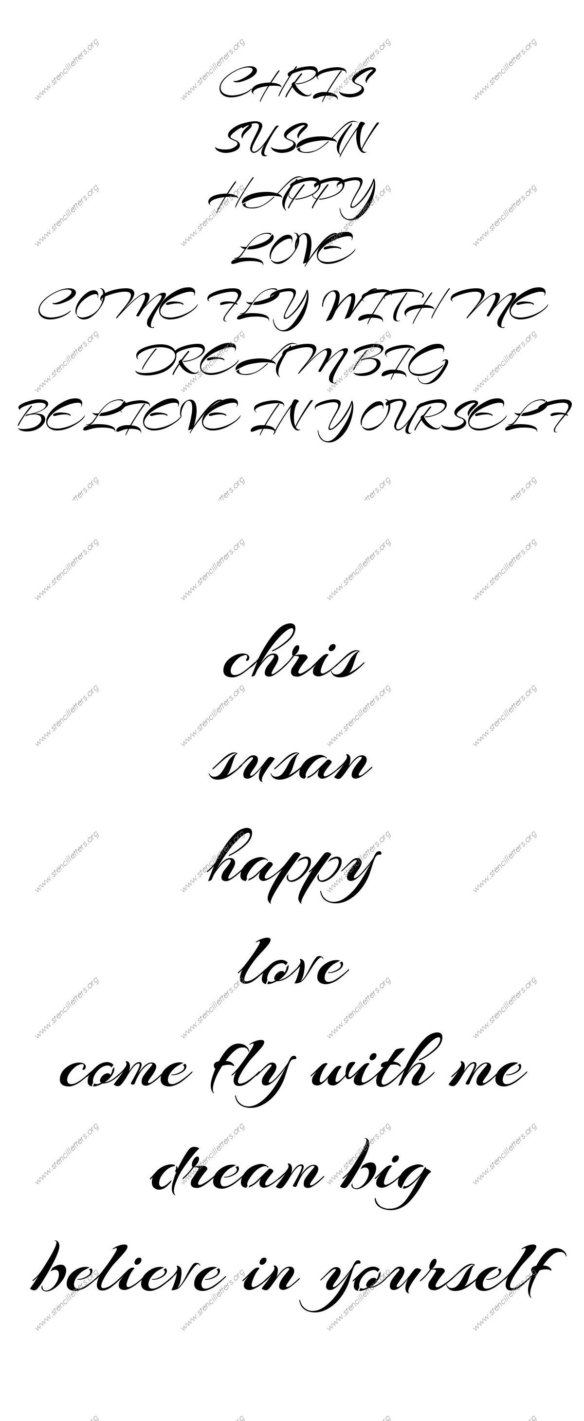 Brushed Cursive Names, Words, Phrases samples