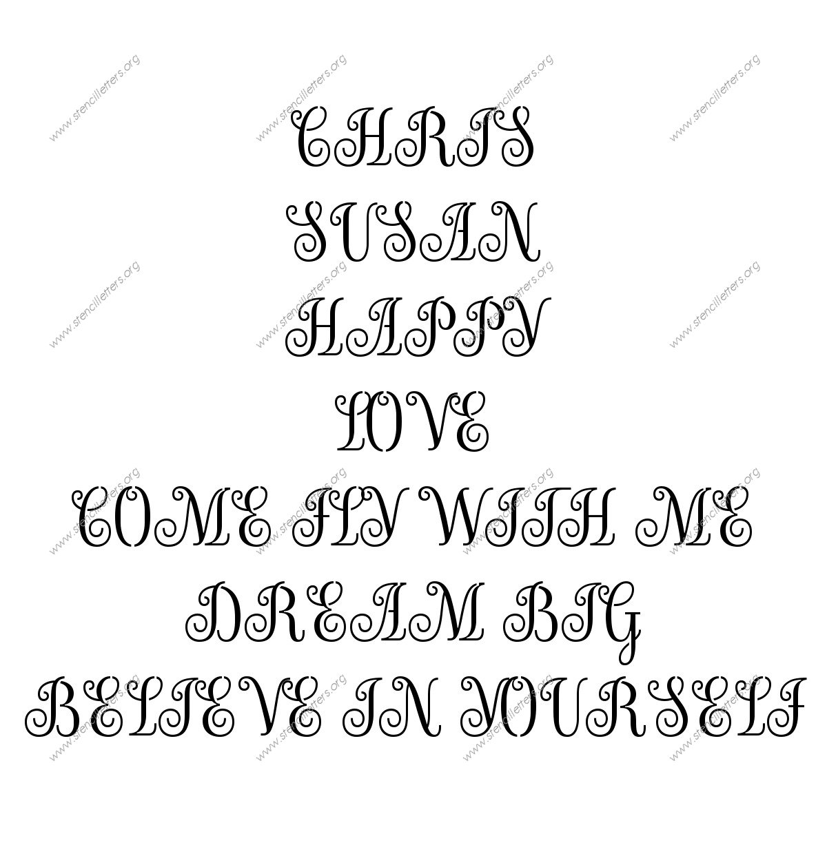 Exquisite Fine Cursive Names, Words, Phrases samples