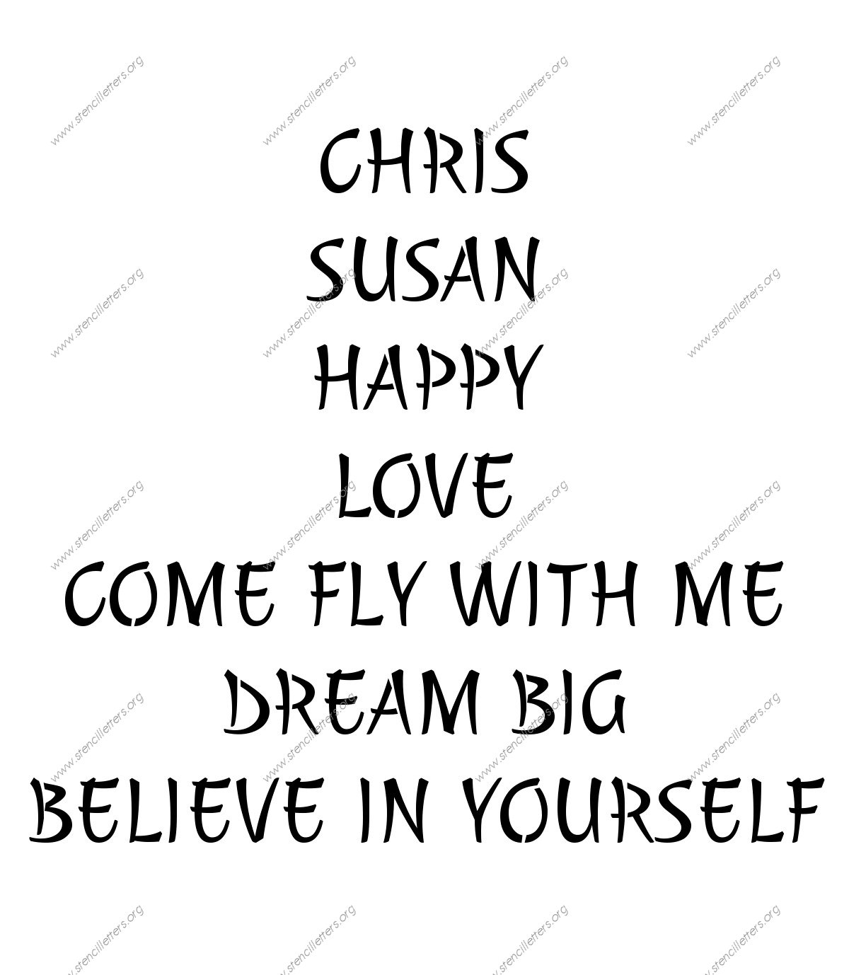 Calligraphic Cursive Names, Words, Phrases samples