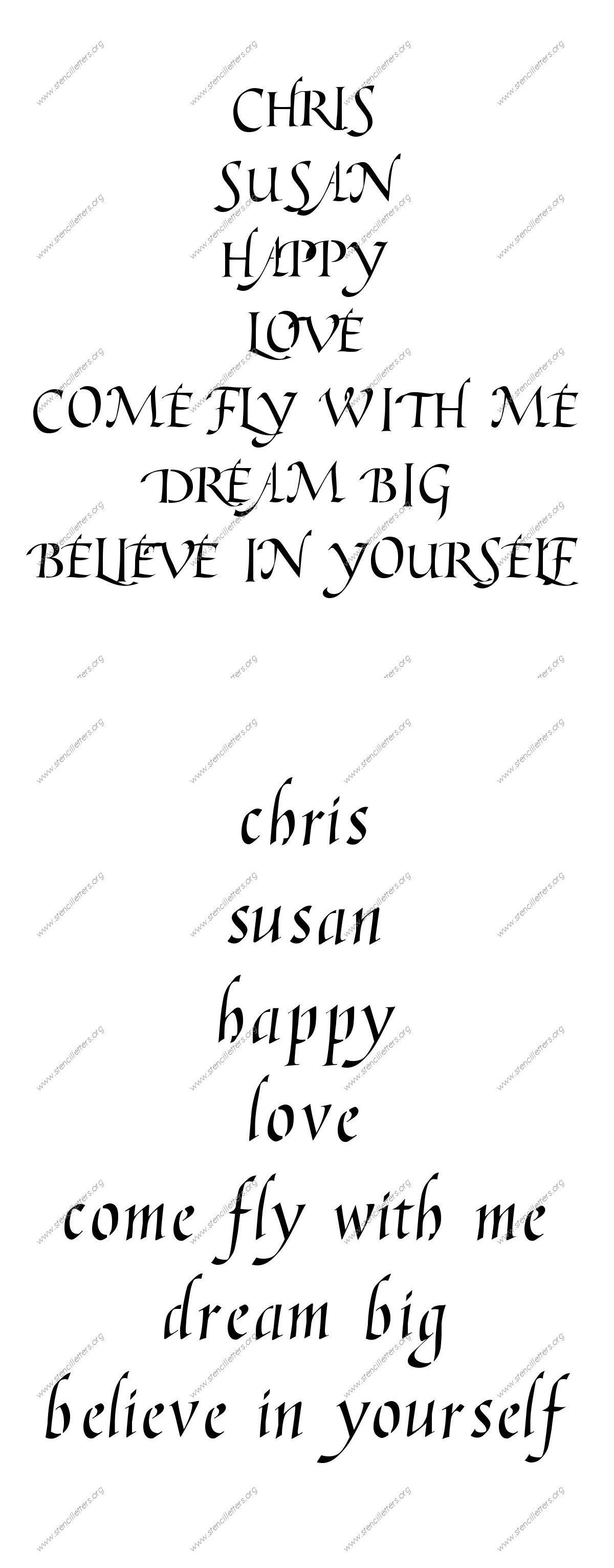 Graceful Cursive Names, Words, Phrases samples