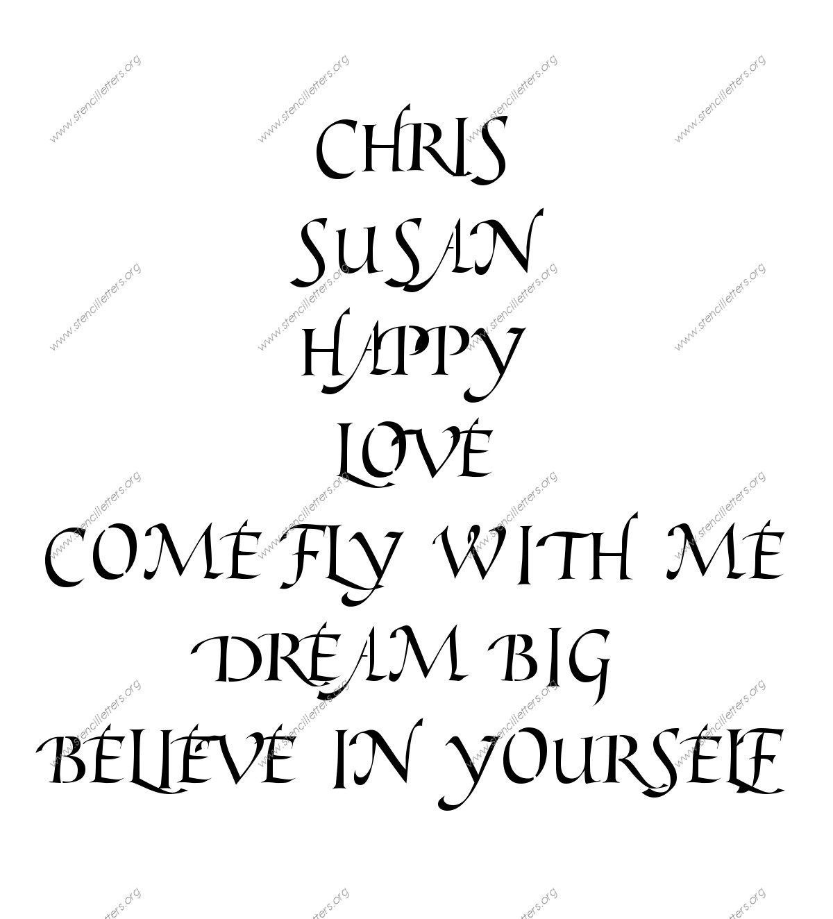 Graceful Cursive Names, Words, Phrases samples