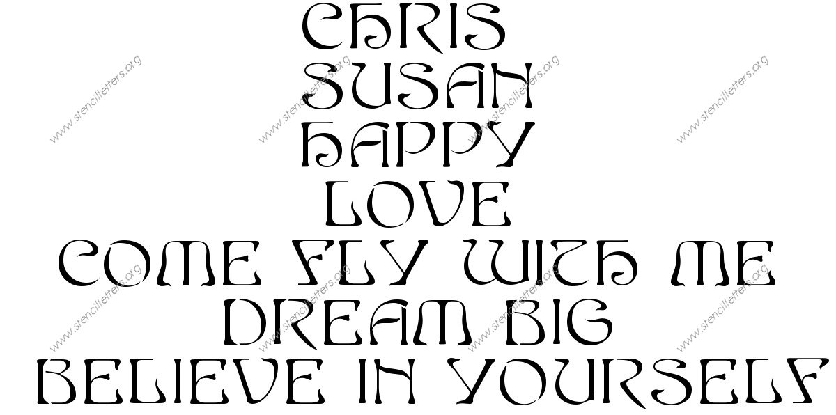 French Baroque Art Nouveau Names, Words, Phrases samples