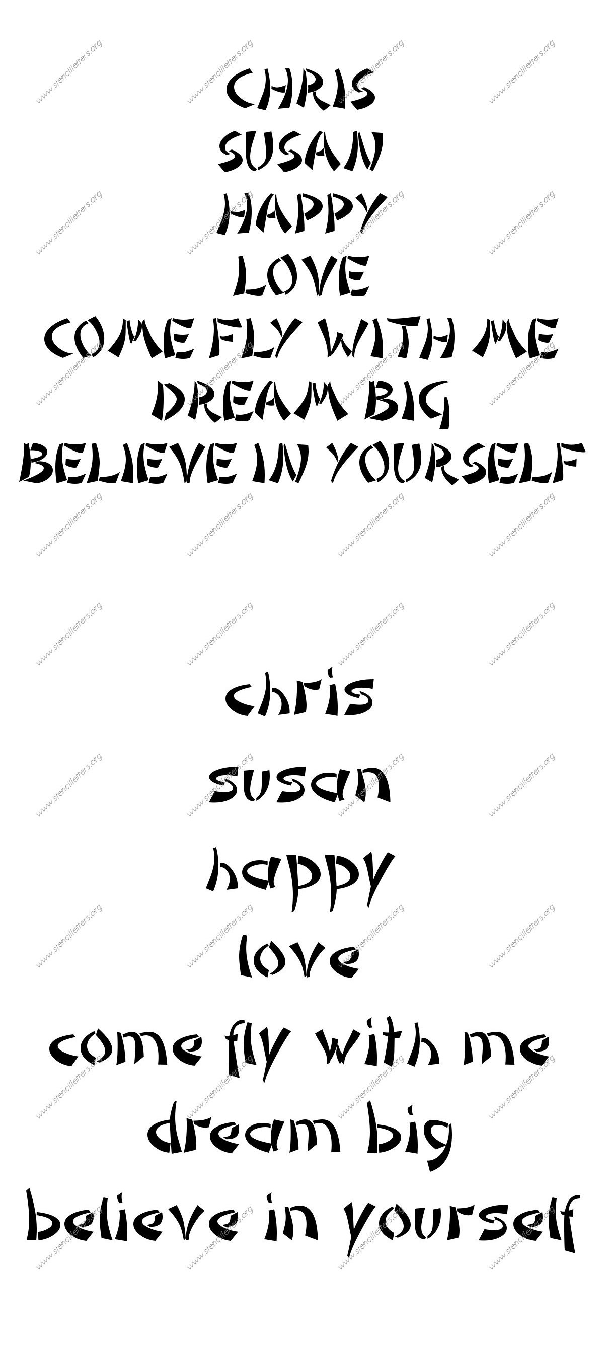 Asian Novelty Names, Words, Phrases samples