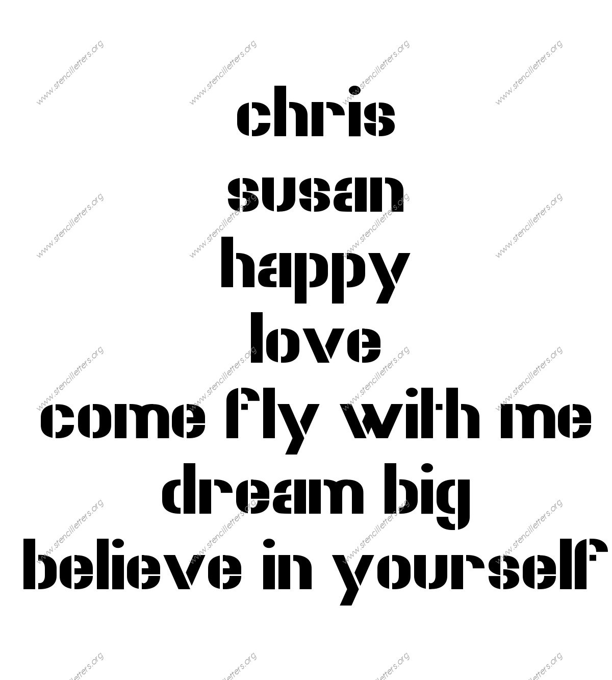 Rough Bold lowercase stencil Names, Words, Phrases samples