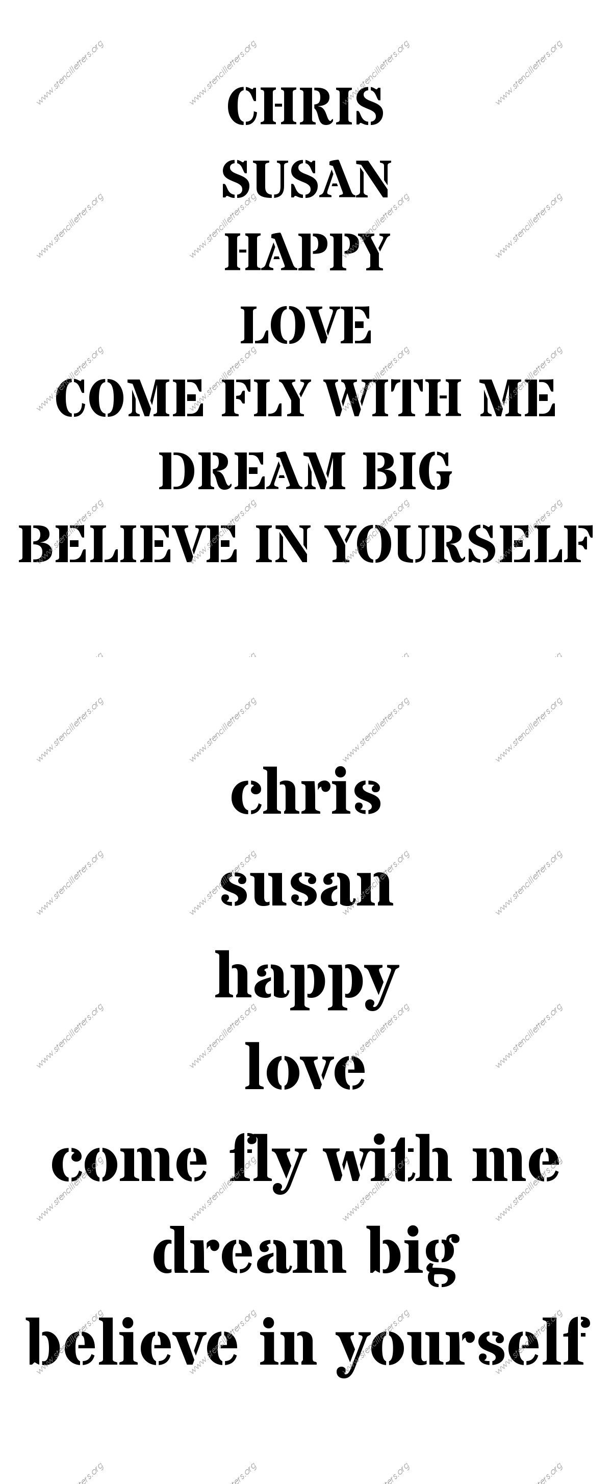 Serif Bold Names, Words, Phrases samples