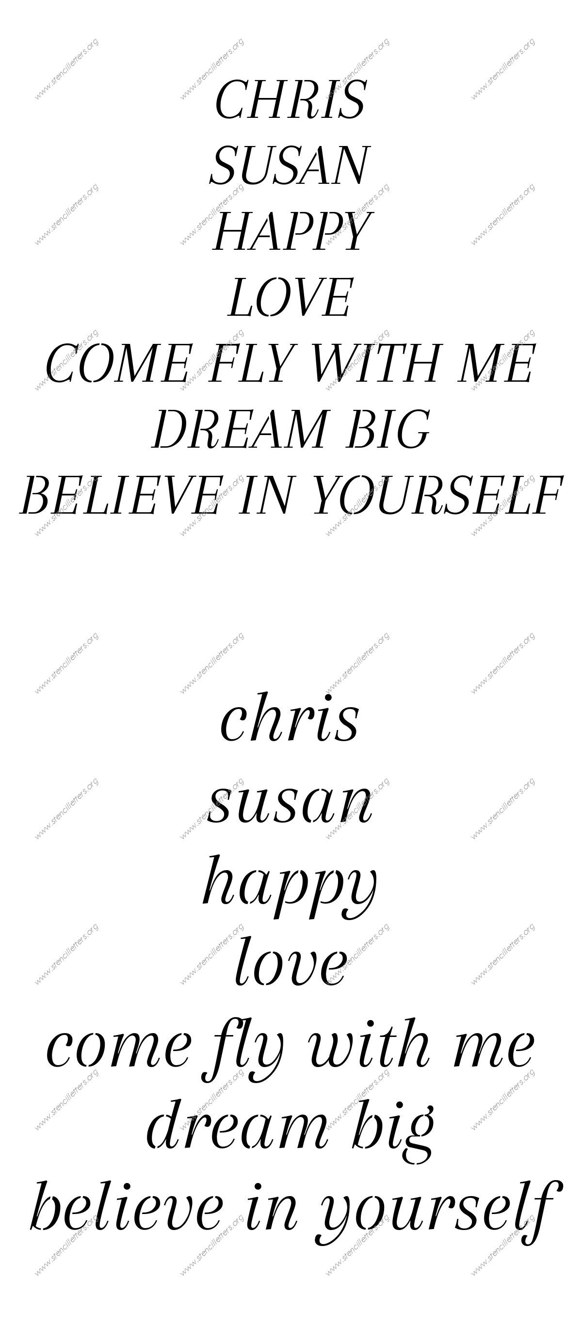 Classic Italic Names, Words, Phrases samples