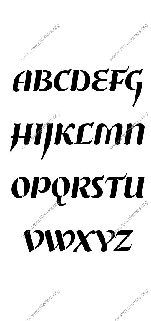 Cursive Flowing Stencil Letter Set