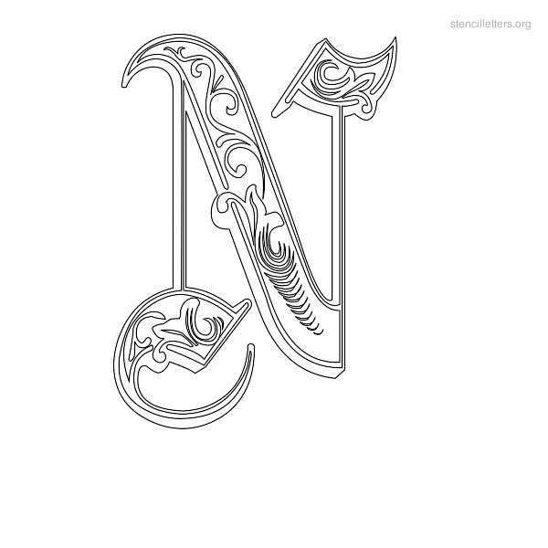 Stencil Letter Decorative N