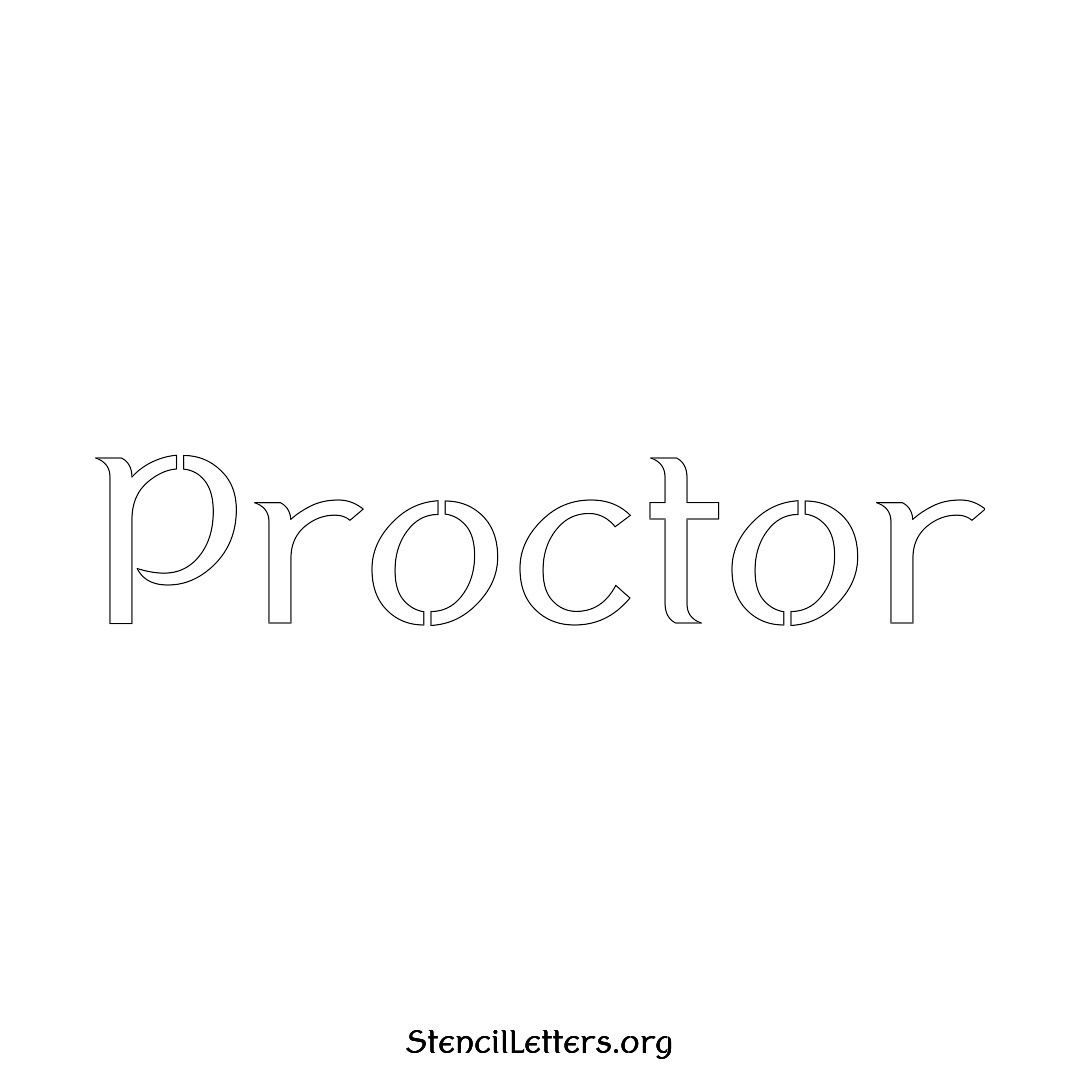Proctor name stencil in Ancient Lettering