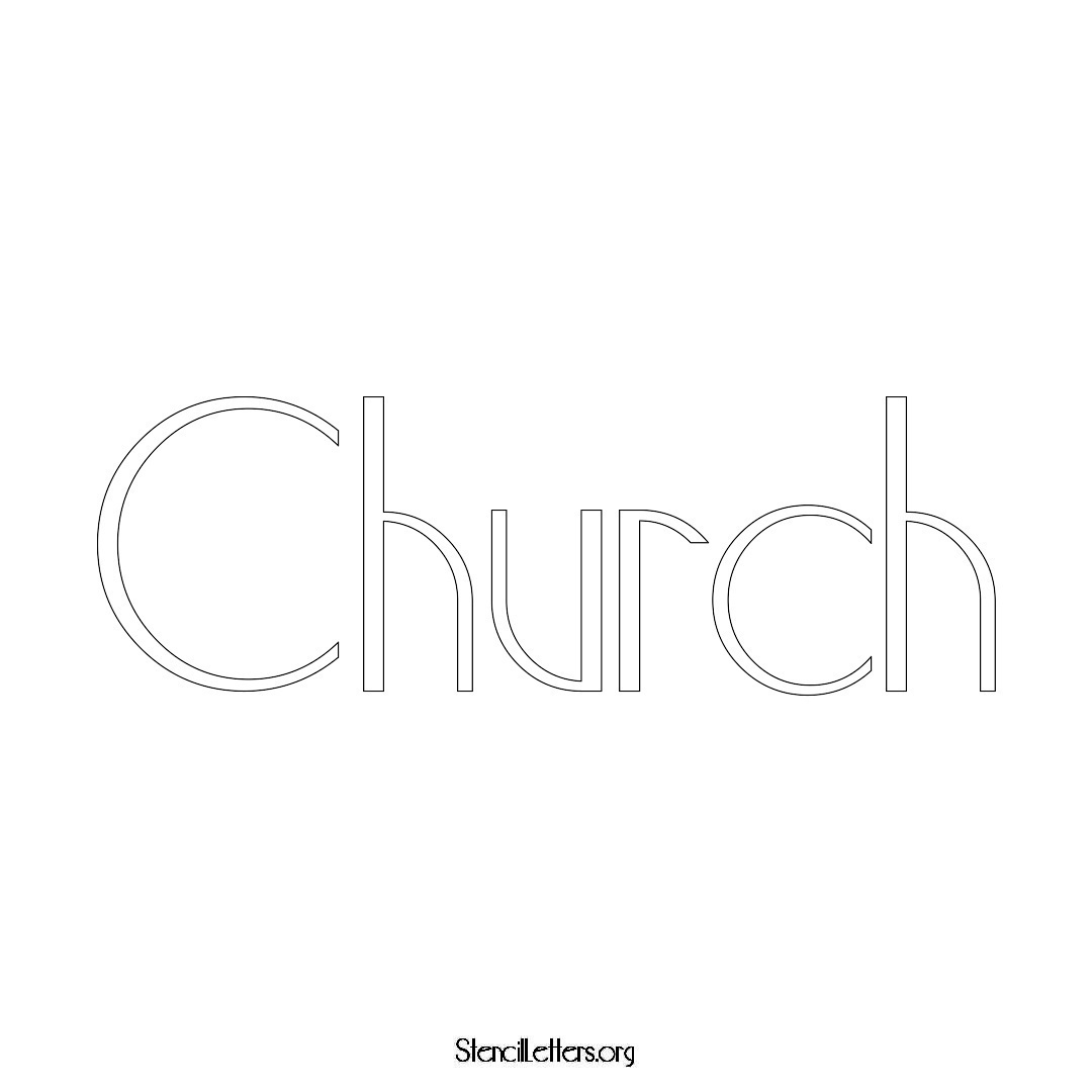 Church name stencil in Art Deco Lettering