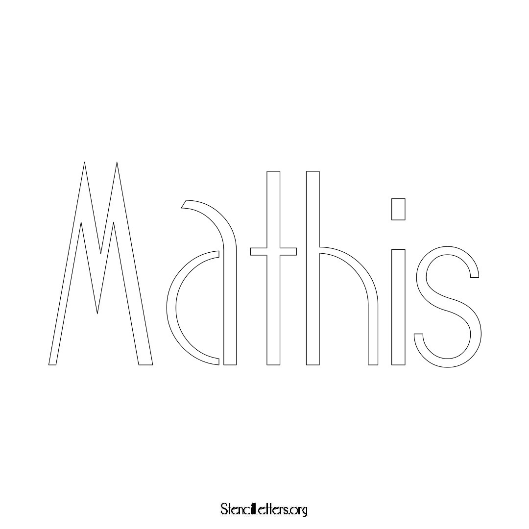 Mathis name stencil in Art Deco Lettering