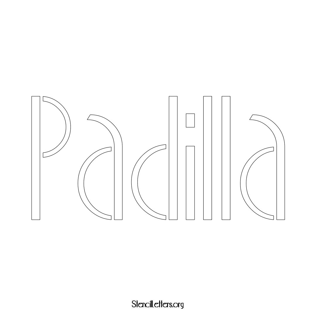 Padilla name stencil in Art Deco Lettering
