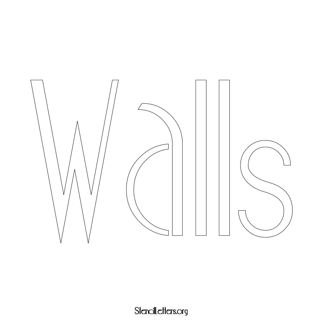 Walls name stencil in Art Deco Lettering