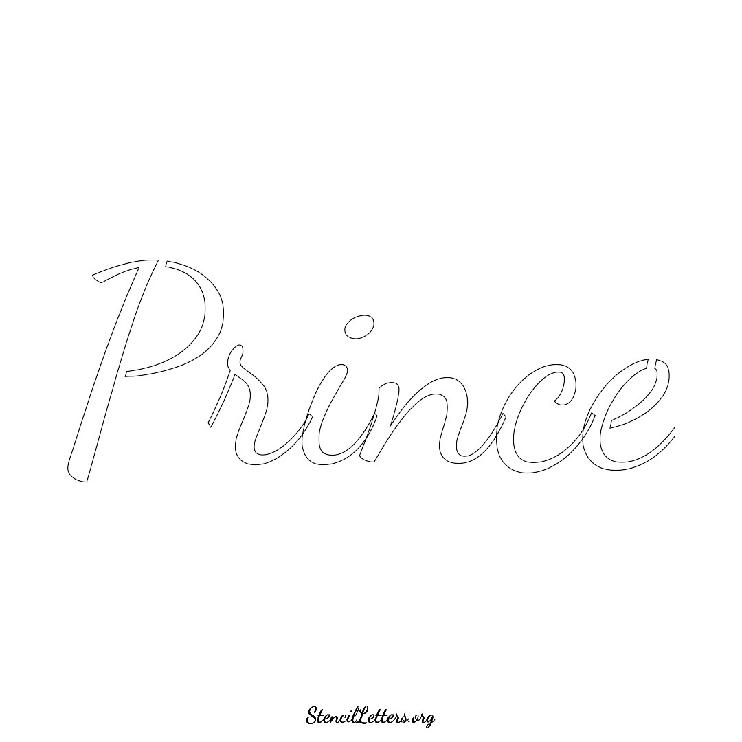 Prince name stencil in Cursive Script Lettering