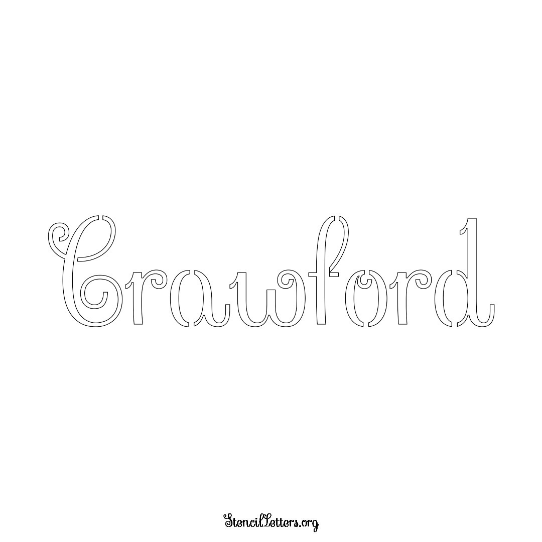 Crawford name stencil in Ornamental Cursive Lettering