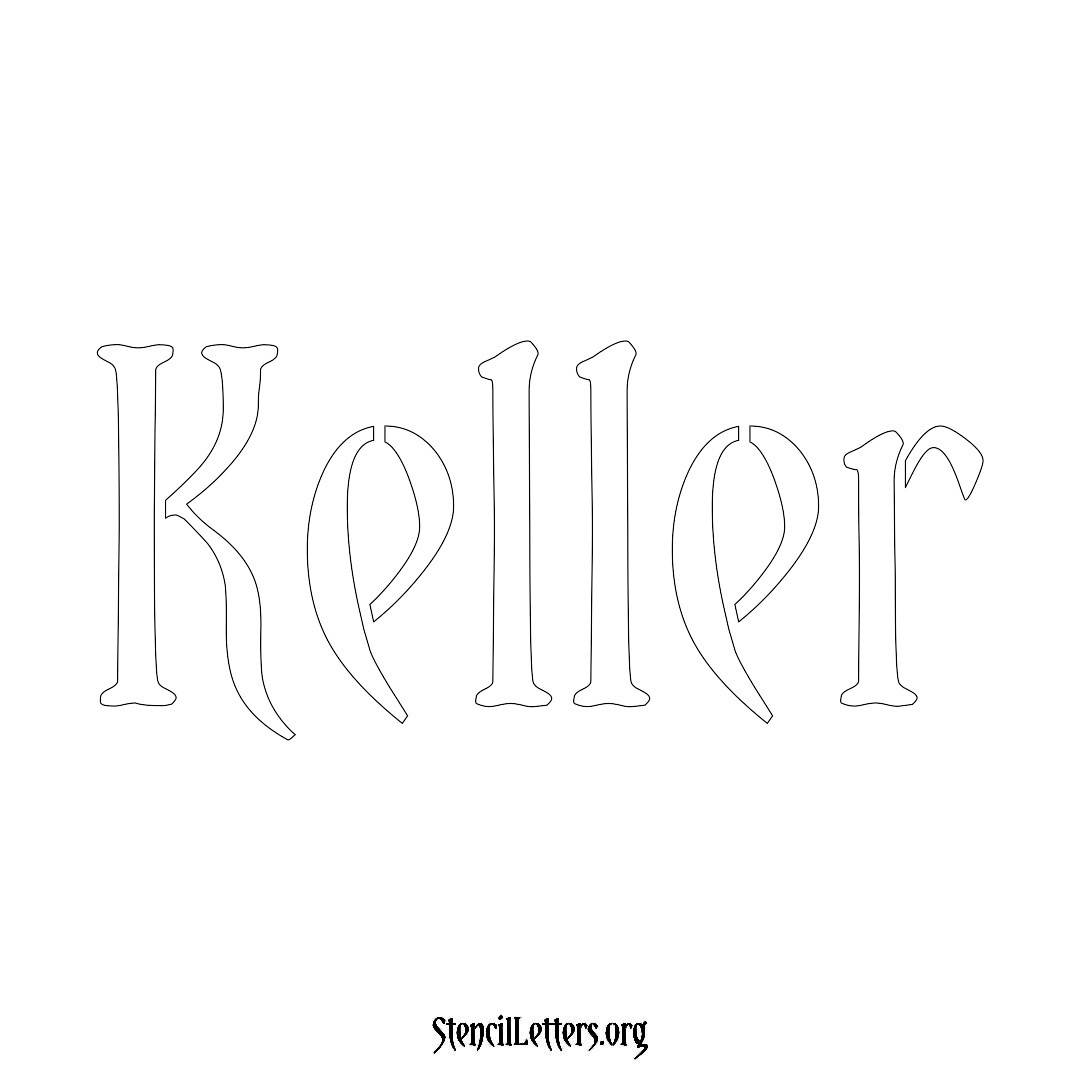 Keller name stencil in Vintage Brush Lettering