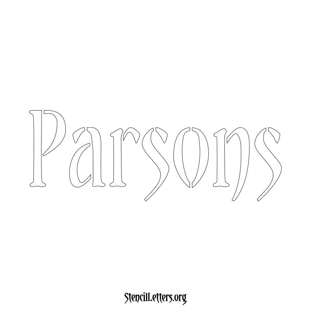 Parsons name stencil in Vintage Brush Lettering
