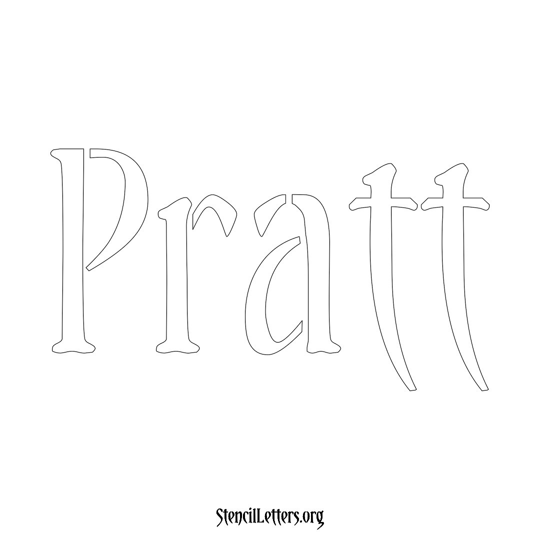 Pratt name stencil in Vintage Brush Lettering