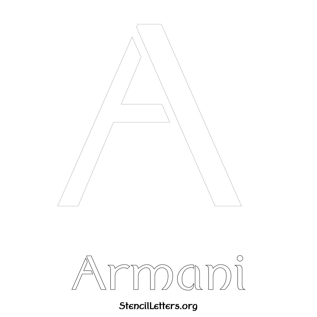 Armani printable name initial stencil in Ancient Lettering
