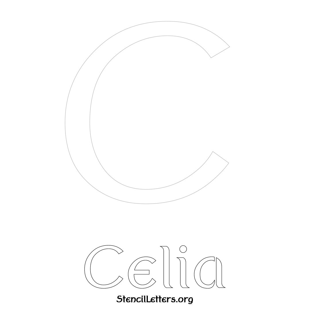 Celia printable name initial stencil in Ancient Lettering