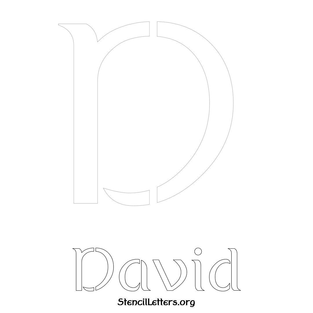 David printable name initial stencil in Ancient Lettering