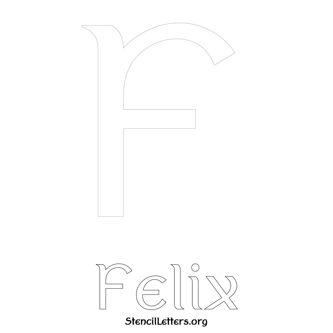 Felix printable name initial stencil in Ancient Lettering