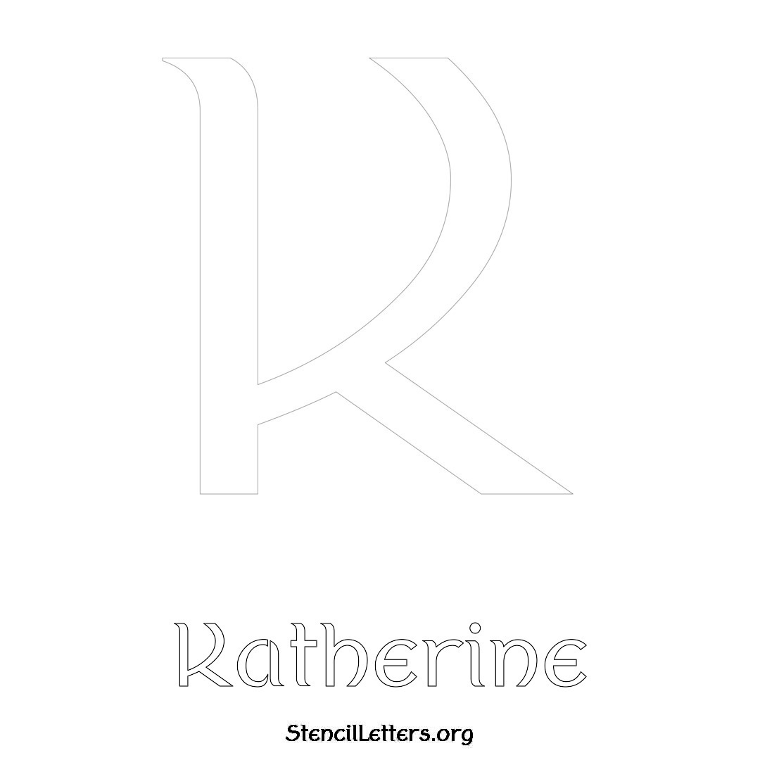 Katherine printable name initial stencil in Ancient Lettering