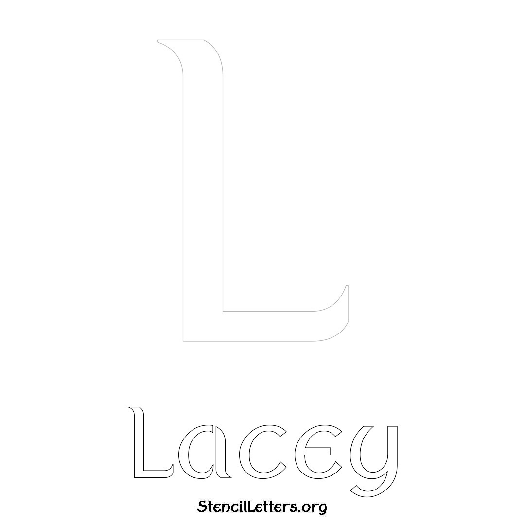 Lacey printable name initial stencil in Ancient Lettering