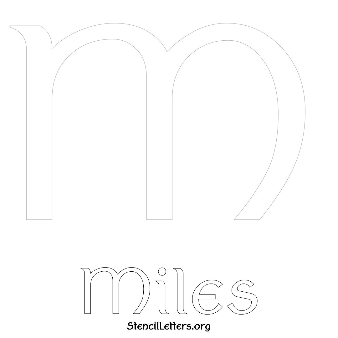 Miles printable name initial stencil in Ancient Lettering