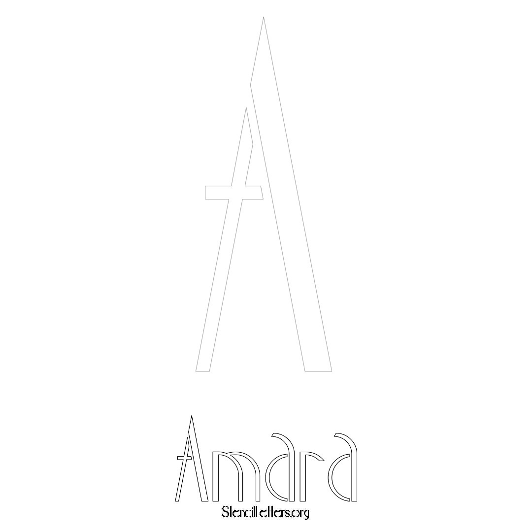 Amara printable name initial stencil in Art Deco Lettering