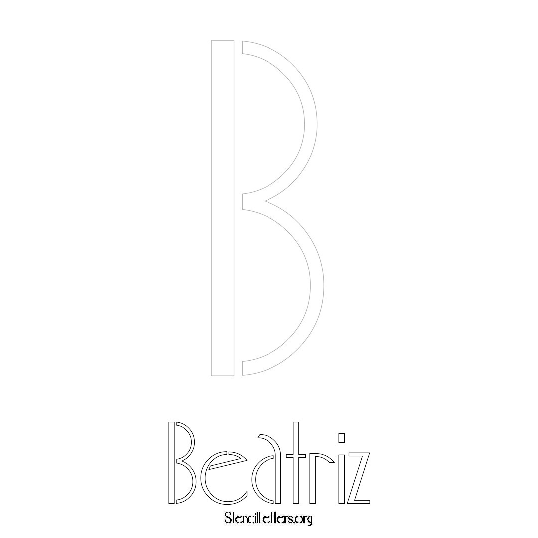 Beatriz printable name initial stencil in Art Deco Lettering