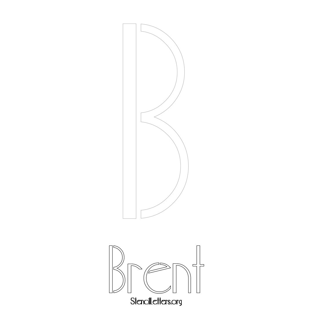 Brent printable name initial stencil in Art Deco Lettering