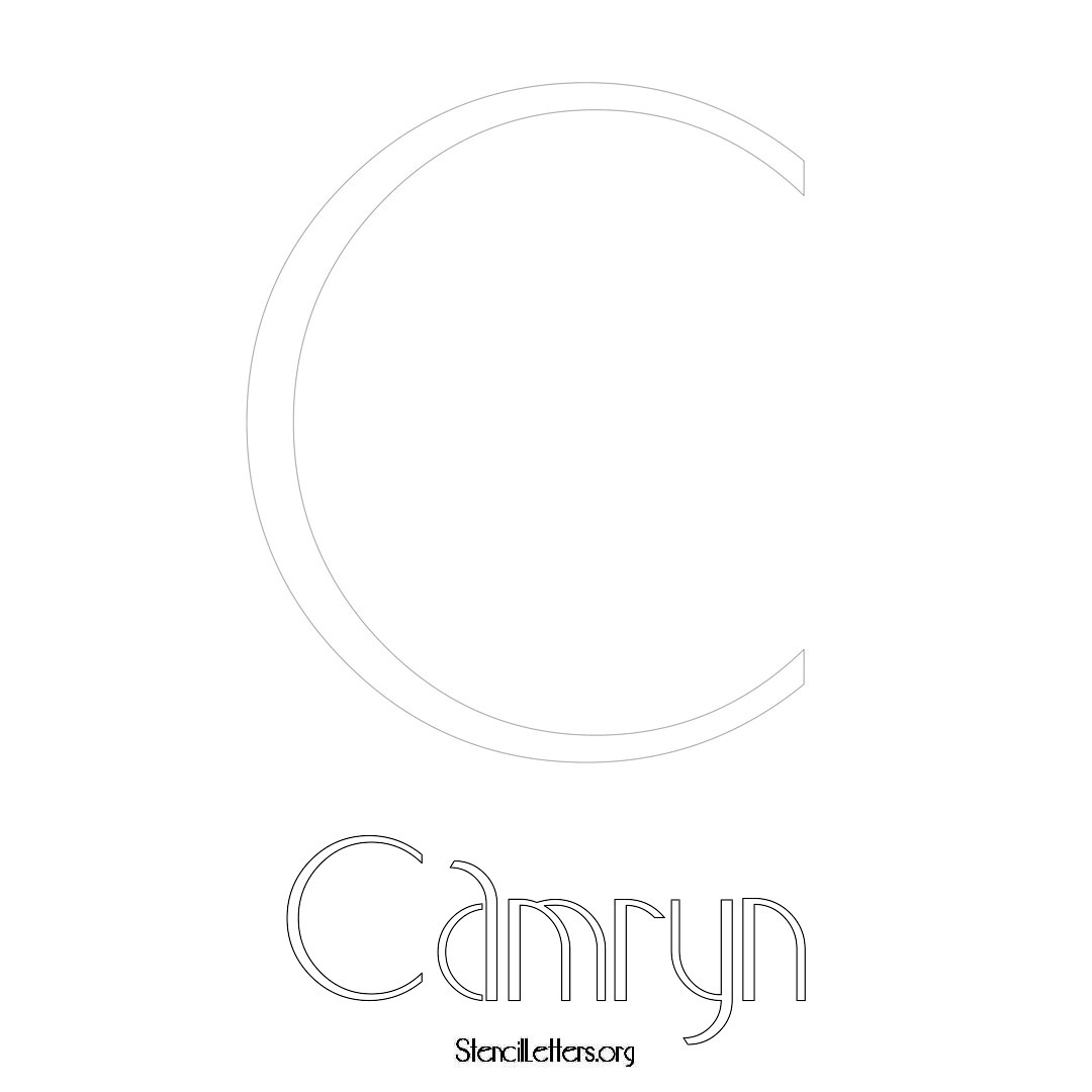 Camryn printable name initial stencil in Art Deco Lettering