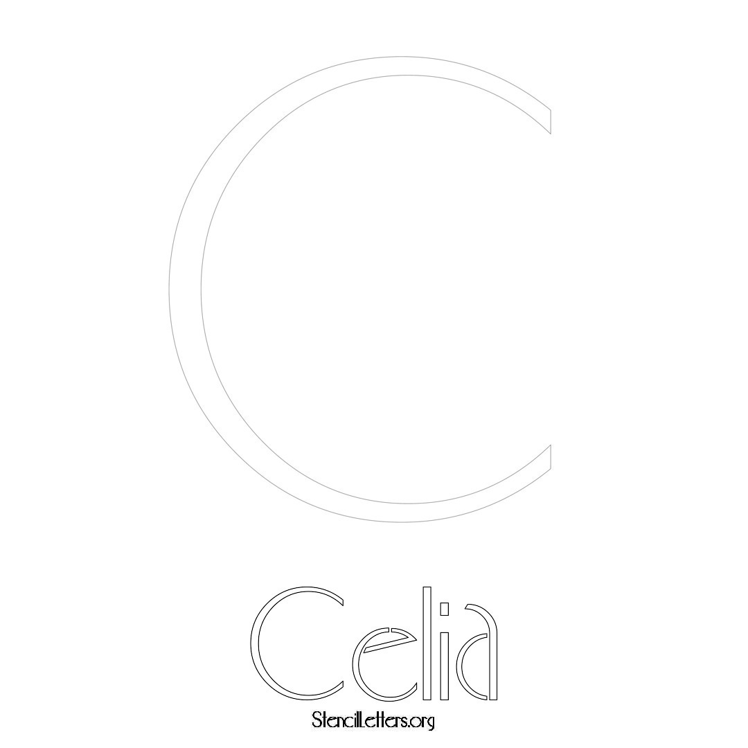 Celia printable name initial stencil in Art Deco Lettering
