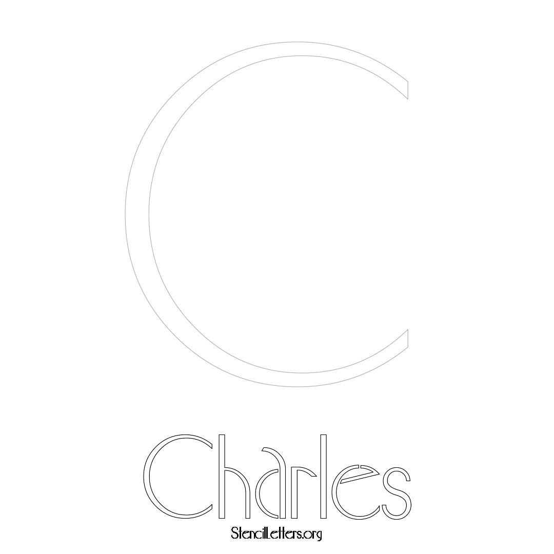 Charles printable name initial stencil in Art Deco Lettering