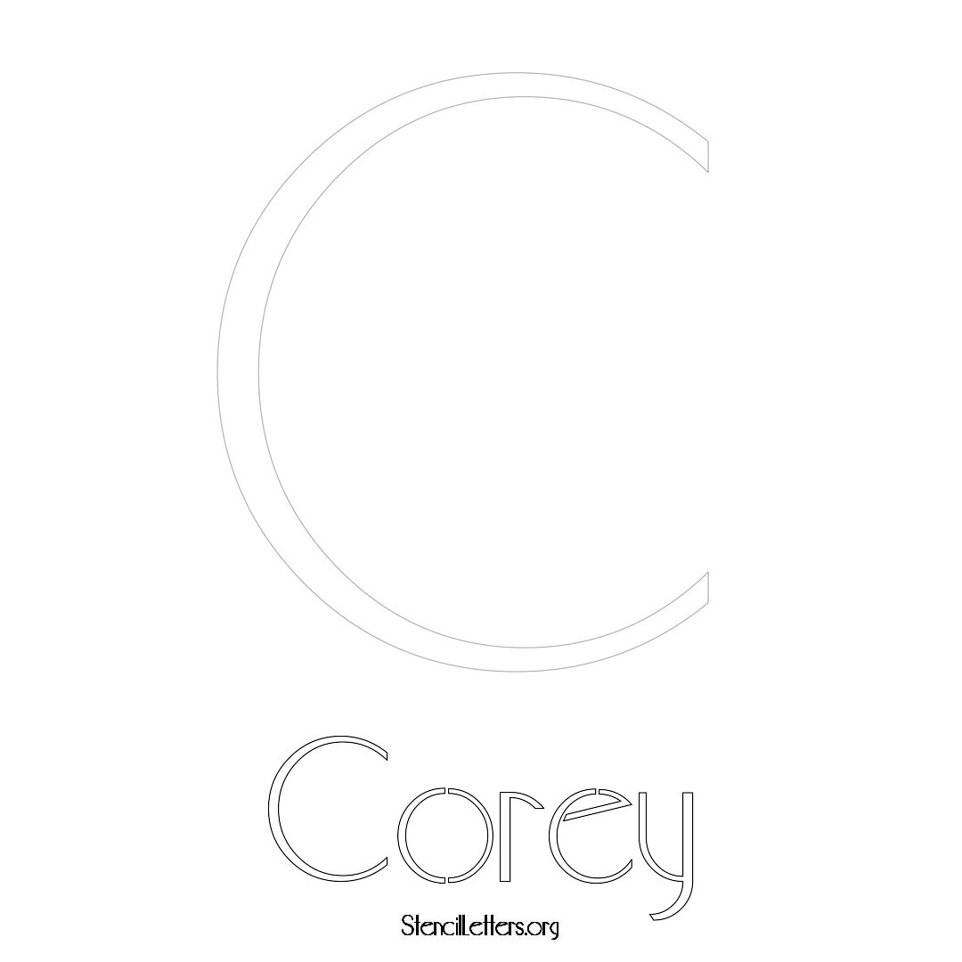Corey printable name initial stencil in Art Deco Lettering
