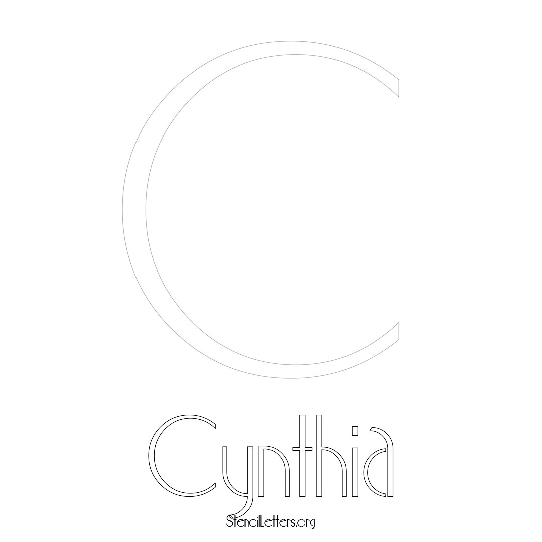 Cynthia printable name initial stencil in Art Deco Lettering