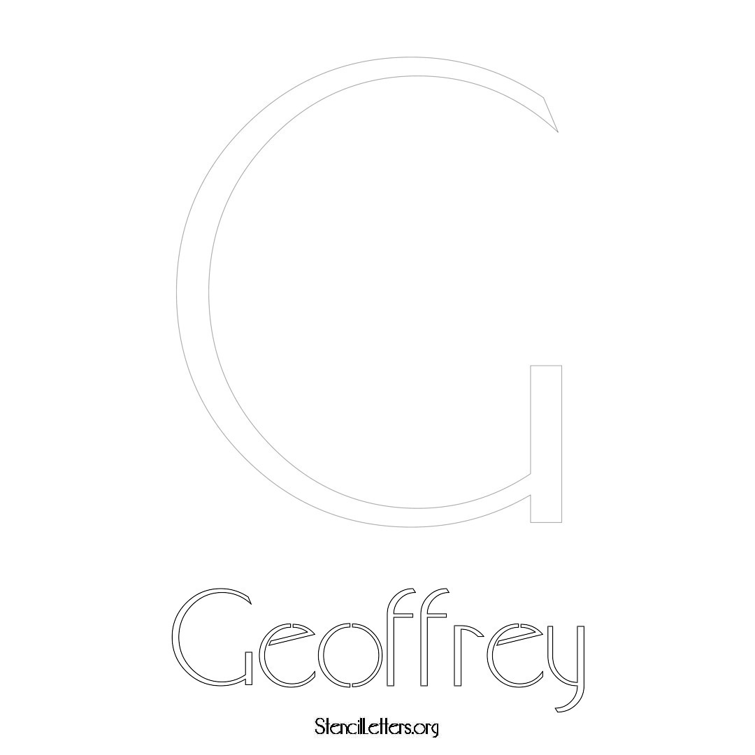 Geoffrey printable name initial stencil in Art Deco Lettering