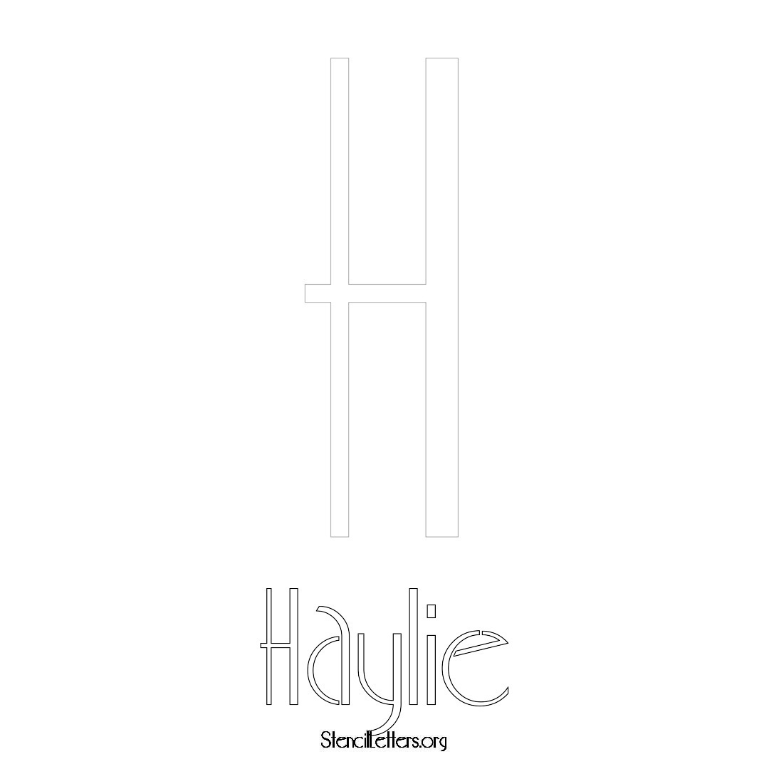Haylie printable name initial stencil in Art Deco Lettering