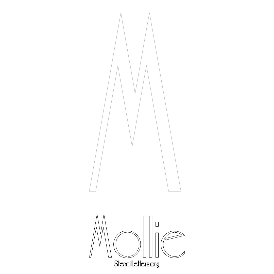 Mollie printable name initial stencil in Art Deco Lettering