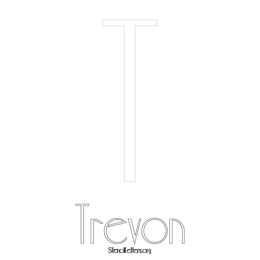 Trevon printable name initial stencil in Art Deco Lettering