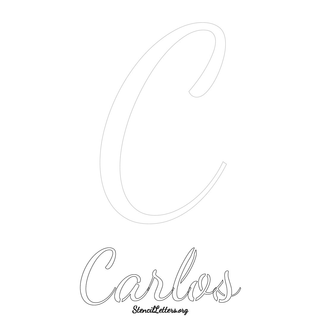 Carlos printable name initial stencil in Cursive Script Lettering