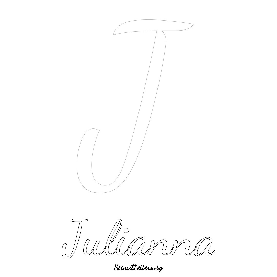 Julianna printable name initial stencil in Cursive Script Lettering