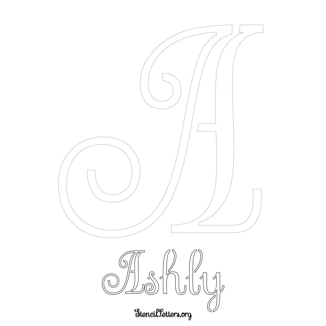 Ashly printable name initial stencil in Ornamental Cursive Lettering