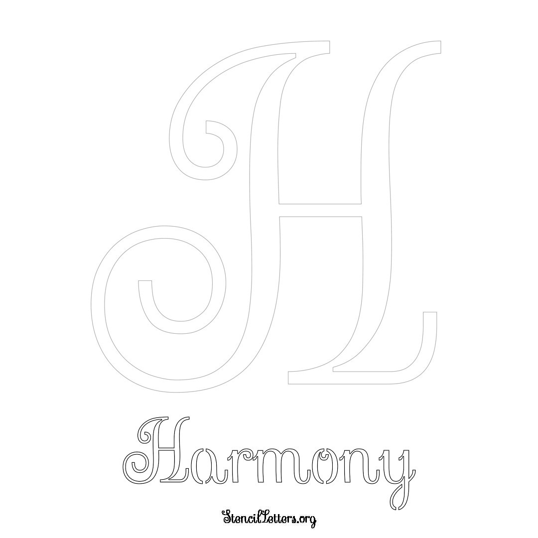 Harmony printable name initial stencil in Ornamental Cursive Lettering