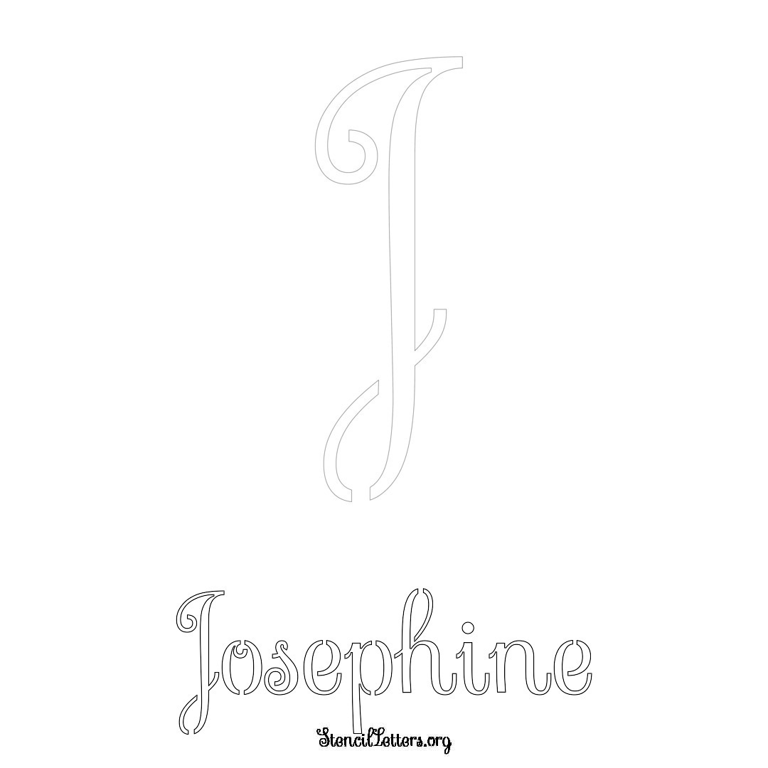 Josephine printable name initial stencil in Ornamental Cursive Lettering